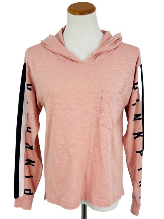Victoria's Secret Tops - Victoria’s Secret PINK Hooded Blush Logo Top | Athleisure Y2K10s Tumblr Athletic